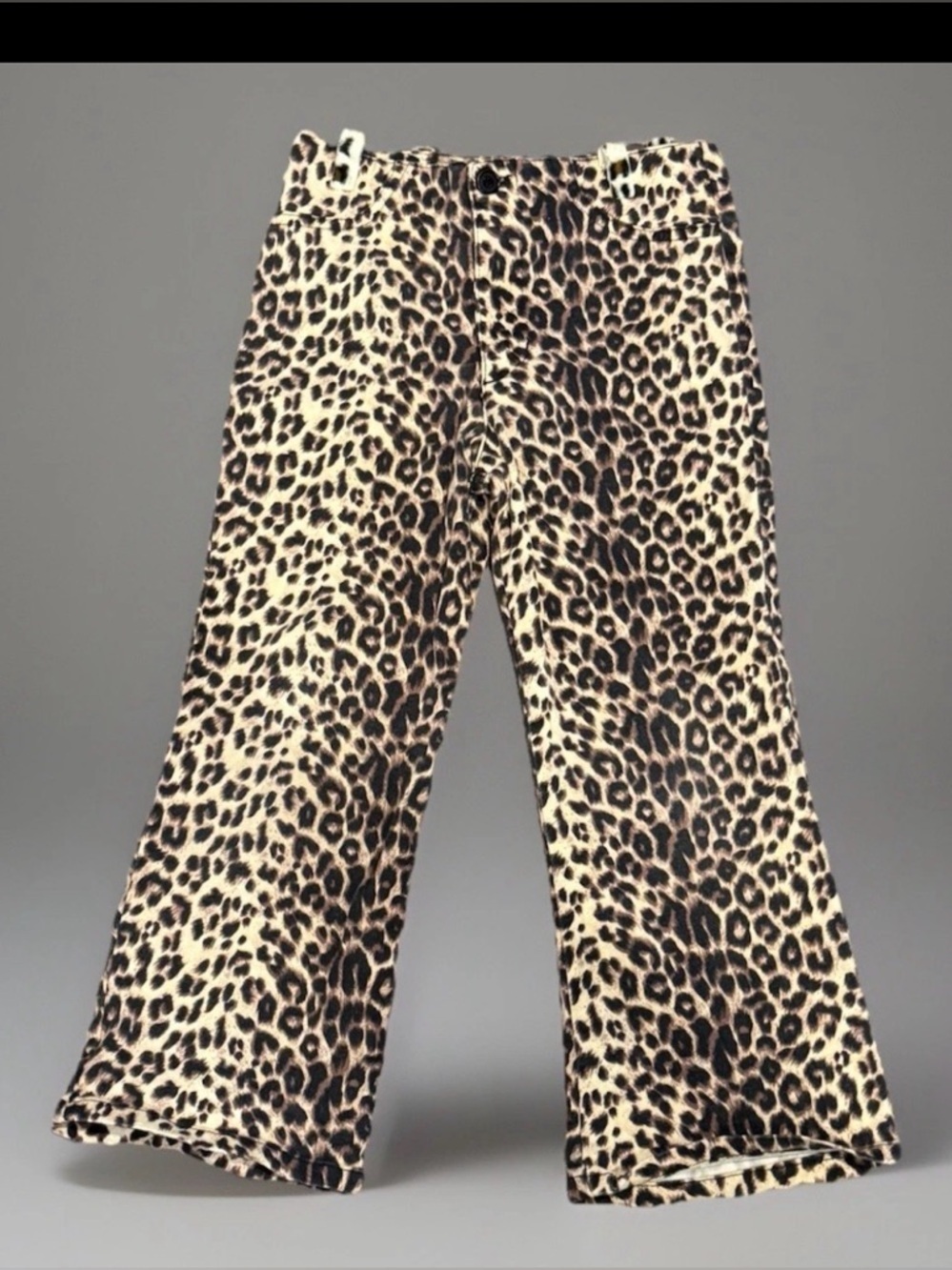 Vintage Cheetah Print Jeans Kids Size 6 Made USA Retro Y2K Animal Print Denim
